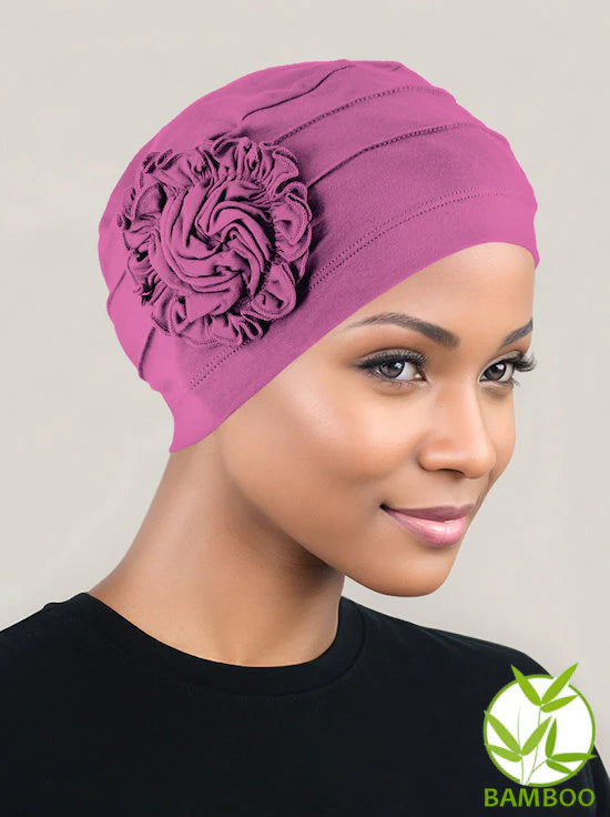 Bamboo Pleated Sunflower Cap - Turban Plus