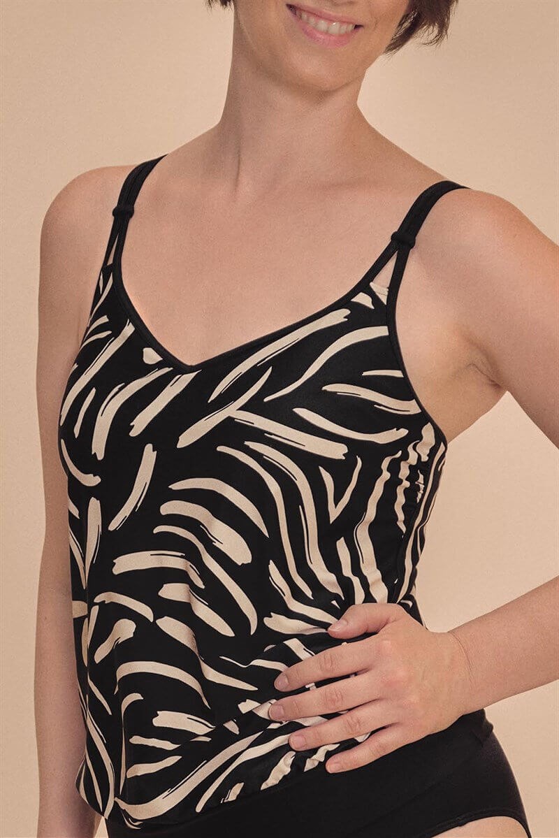 Turin Blouson Top - black/quartz sand #71794