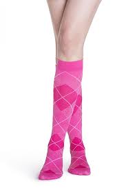 Sigvaris Microfiber Shades 15-20mmHg Compression Socks Pink Argyle